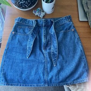 Madewell tie front denim mini skirt